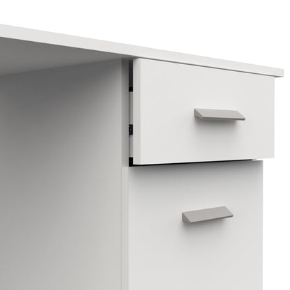 Ruben Small White Office Desk with Storage Drawer and Cupboard - FurniComp