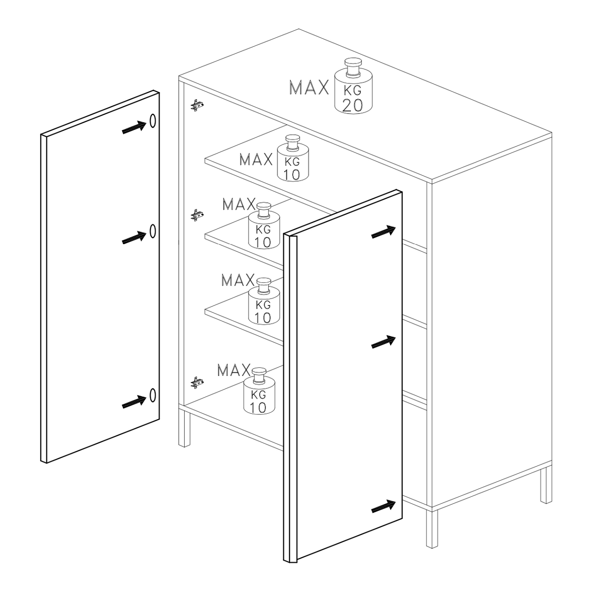 Verona 2 Door Black Oak Tall Sideboard/Highboard - FurniComp