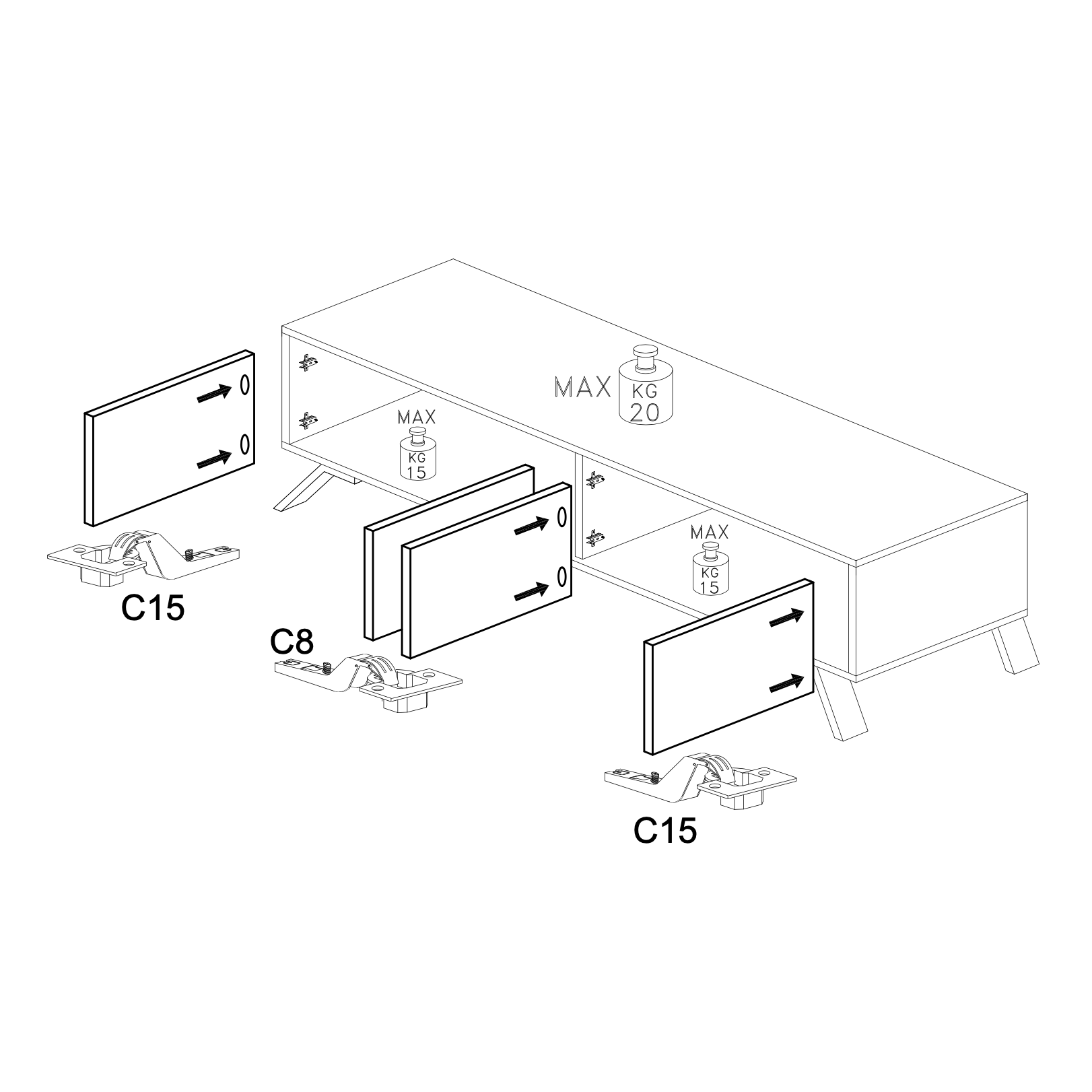 Ravenna 4 Door 205cm Black Oak Large TV Stand - FurniComp