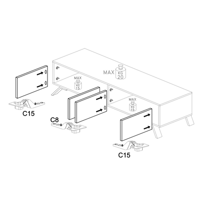 Ravenna 4 Door 205cm Black Oak Large TV Stand - FurniComp