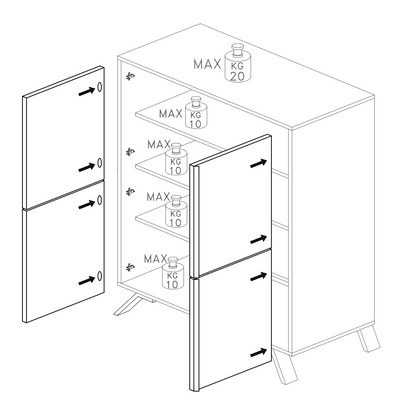 Ravenna 4 Door 104cm White Gloss Tall Sideboard/Highboard - FurniComp