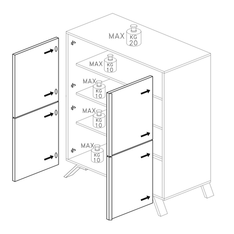 Ravenna 4 Door 104cm White Gloss Tall Sideboard/Highboard - FurniComp