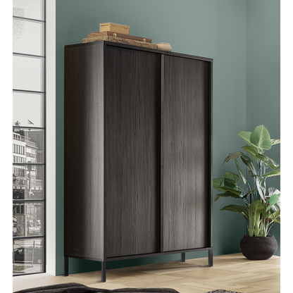 Verona 2 Door Black Oak Tall Sideboard/Highboard - FurniComp