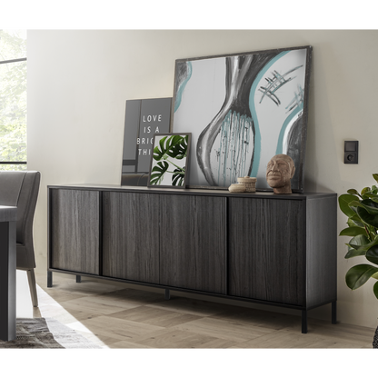 Verona 4 Door Black Oak 206cm Large Sideboard - FurniComp