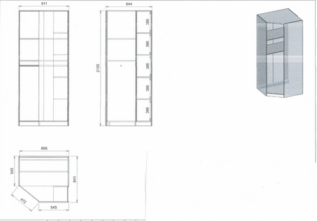 Denver 1 Door White Panelled Corner Wardrobe - FurniComp