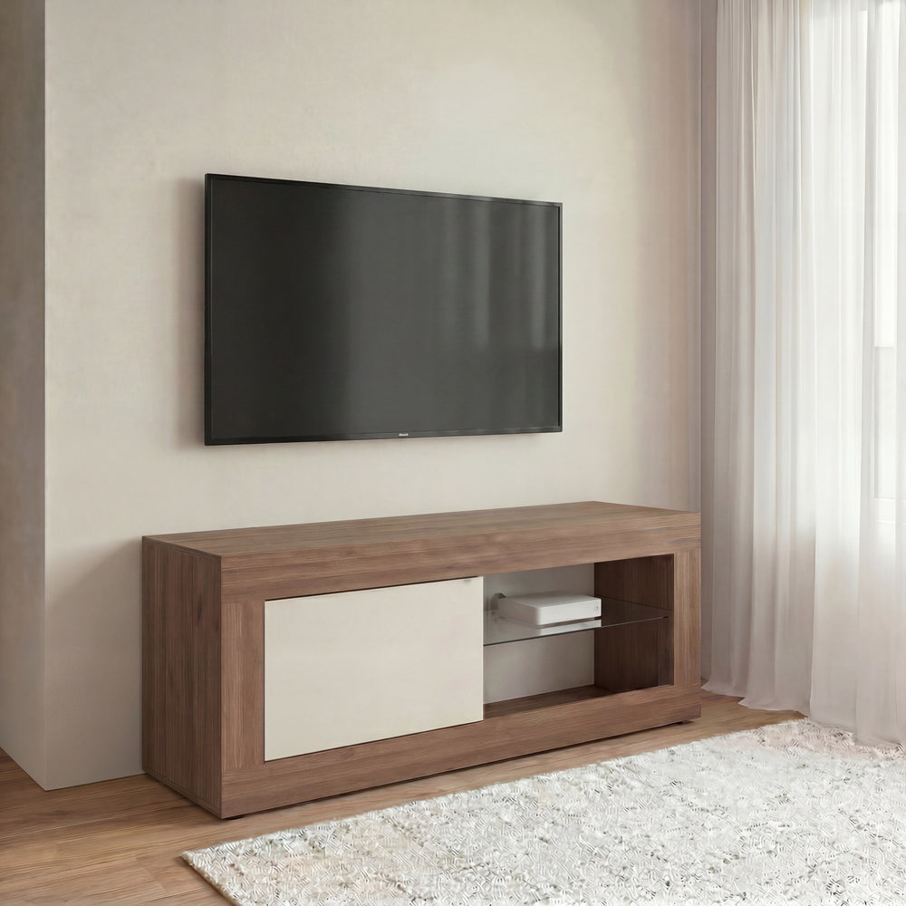 Selene 1 Door Cashmere & Mercure Oak TV Unit - FurniComp