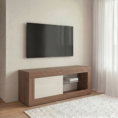 Selene 1 Door Cashmere & Mercure Oak TV Unit - FurniComp