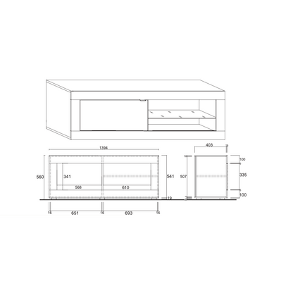 Selene 1 Door White Gloss and Pero Oak TV Stand - FurniComp