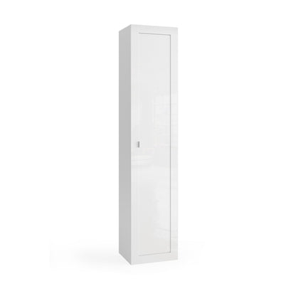 Selene 1 Door White Gloss Tall Bathroom Storage Cupboard - FurniComp