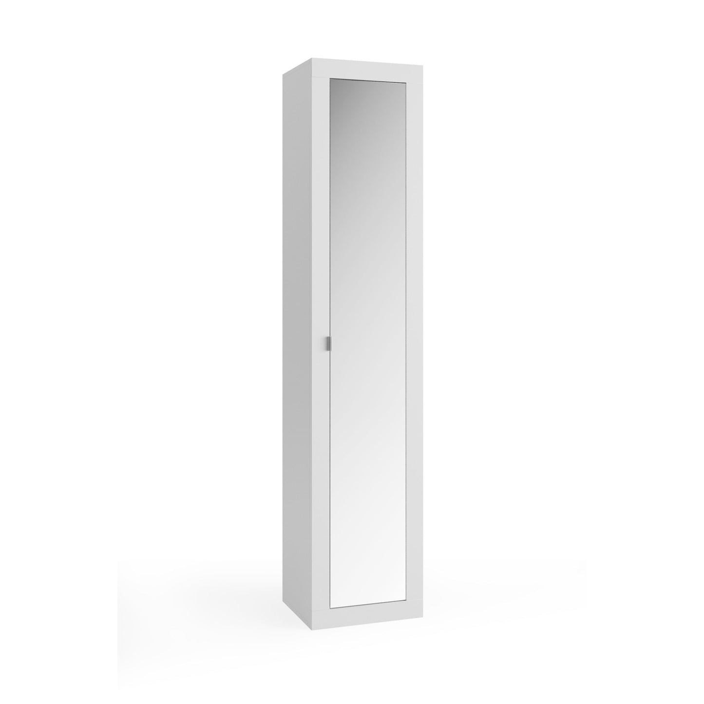 Selene 1 Door White Gloss Tall Mirrored Bathroom Storage Cupboard - FurniComp