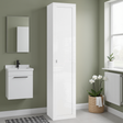 Selene 1 Door White Gloss Tall Bathroom Storage Cupboard - FurniComp