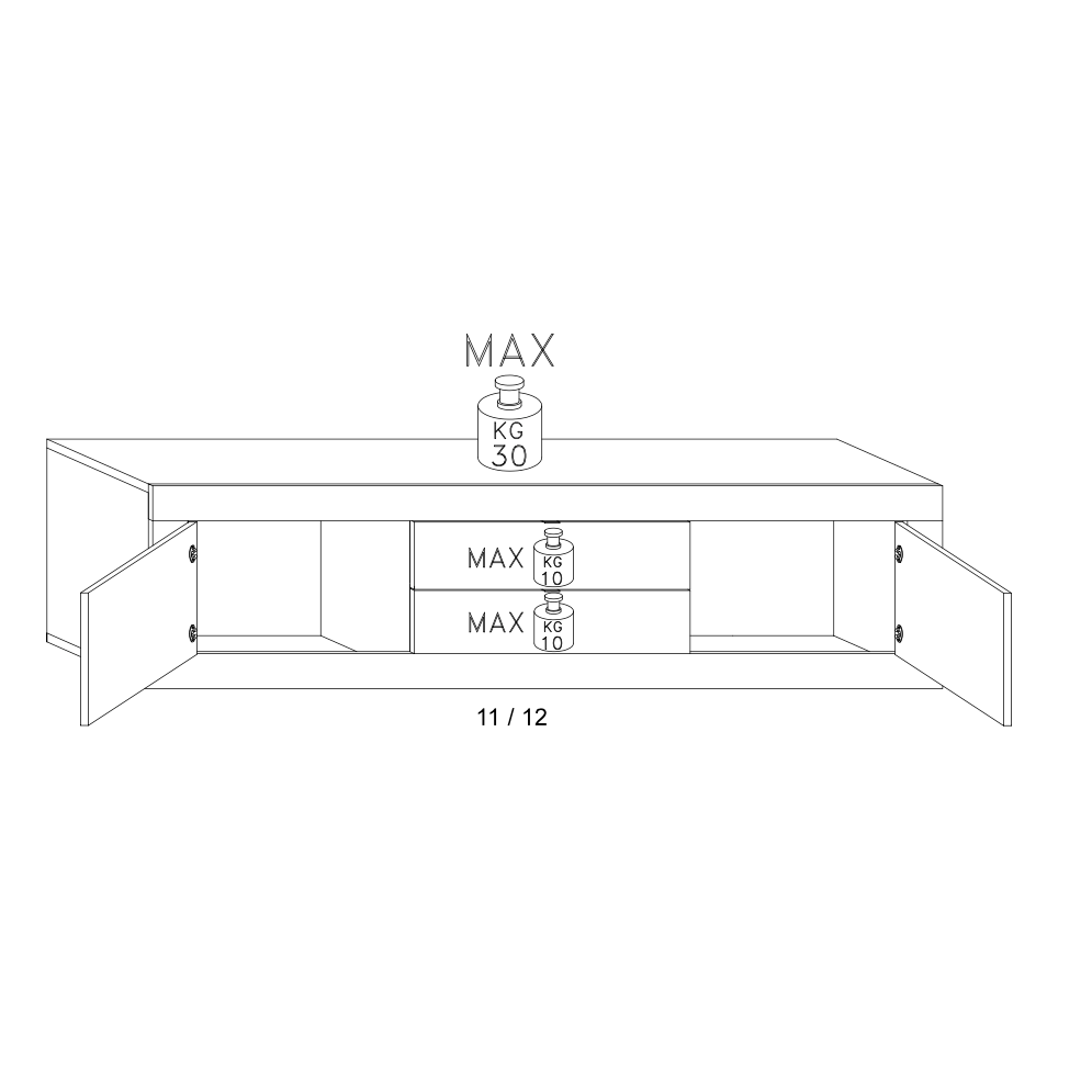 Selene Large 2 Door 2 Drawer White Gloss and Pero Oak TV Stand - FurniComp