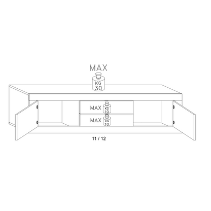 Selene Large 2 Door 2 Drawer White Gloss and Pero Oak TV Stand - FurniComp