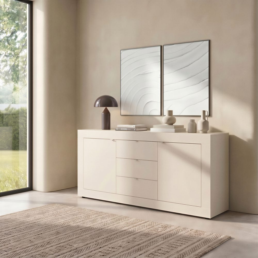 Selene 2 Door 3 Drawer Cashmere Sideboard - FurniComp