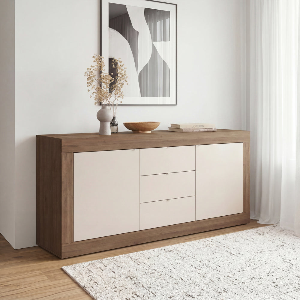 Selene 2 Door 3 Drawer Cashmere & Mercure Oak Sideboard - FurniComp