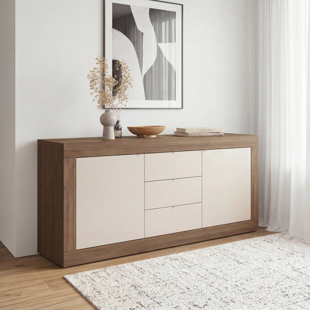 Selene 2 Door 3 Drawer Cashmere & Mercure Oak Sideboard - FurniComp