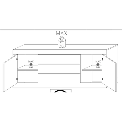 Selene 2 Door 3 Drawer White Gloss and Pero Oak Sideboard - FurniComp