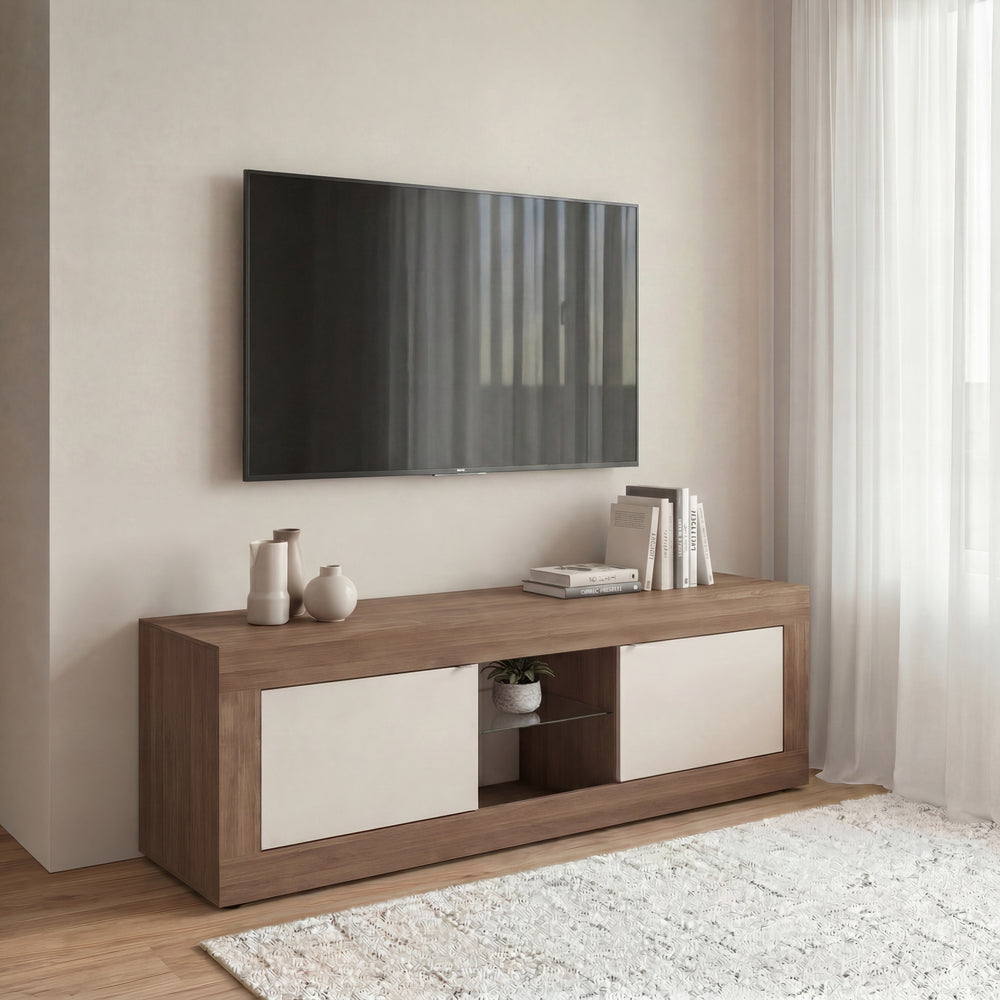 Selene 2 Door Cashmere & Mercure Oak TV Unit - FurniComp