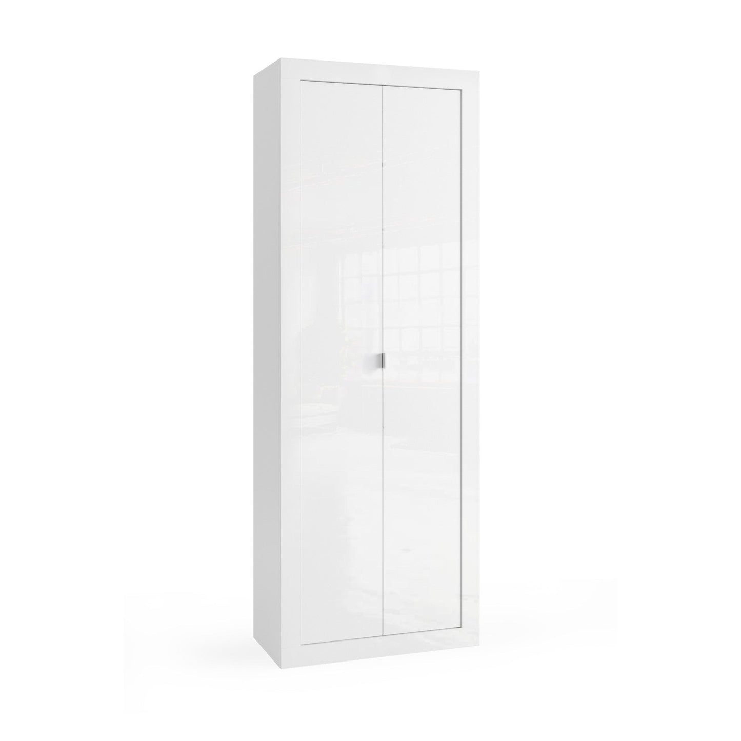 Selene 2 Door White Gloss Tall Bathroom Storage Cupboard - FurniComp