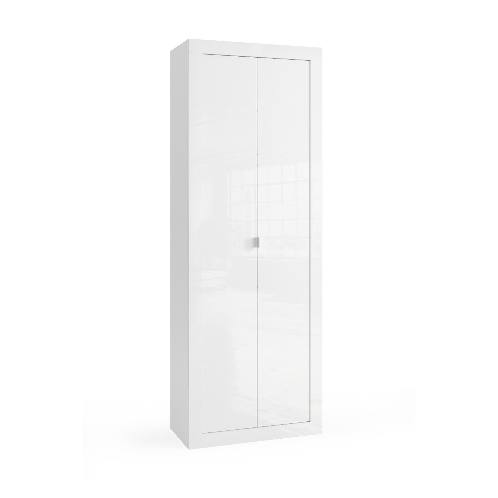 Selene 2 Door White Gloss Tall Bathroom Storage Cupboard - FurniComp