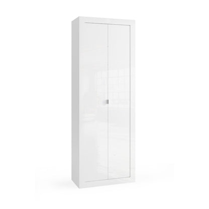 Selene 2 Door White Gloss Tall Bathroom Storage Cupboard - FurniComp