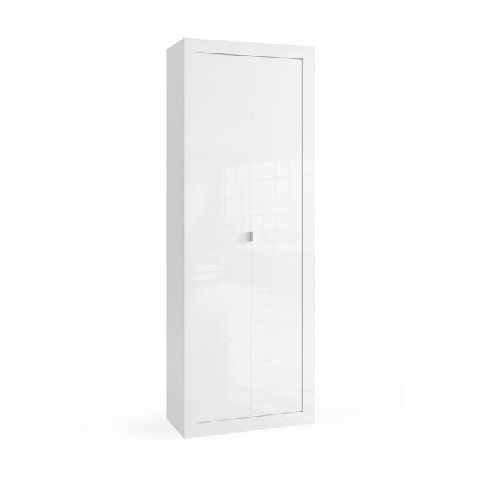 Selene 2 Door White Gloss Tall Bathroom Storage Cupboard - FurniComp
