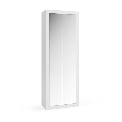 Selene 2 Door White Gloss Tall Mirrored Bathroom Storage Cupboard - FurniComp