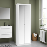 Selene 2 Door White Gloss Tall Mirrored Bathroom Storage Cupboard - FurniComp