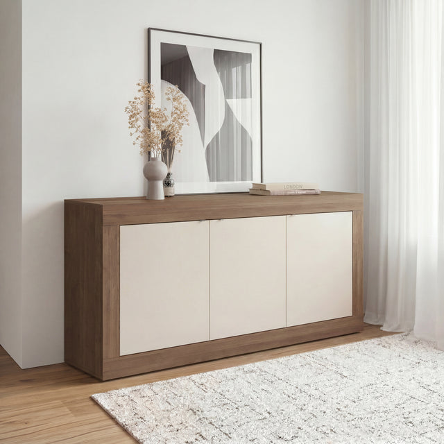 Selene 3 Door Cashmere & Mercure Oak Sideboard - FurniComp