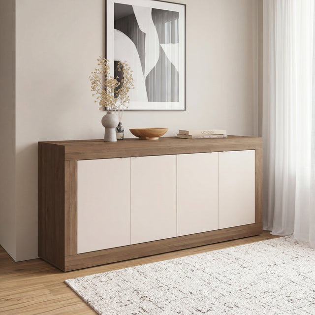 Selene 4 Door Cashmere & Mercure Oak Sideboard - FurniComp