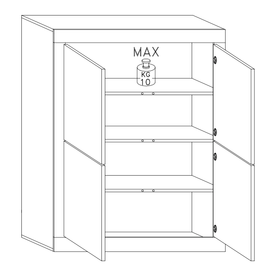 Selene 4 Door White Gloss and Pero Oak Tall Sideboard/Highboard - FurniComp