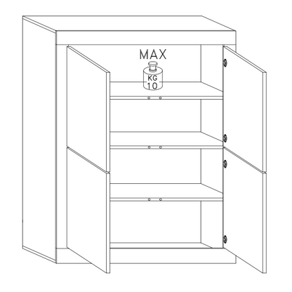 Selene 4 Door White Gloss and Pero Oak Tall Sideboard/Highboard - FurniComp