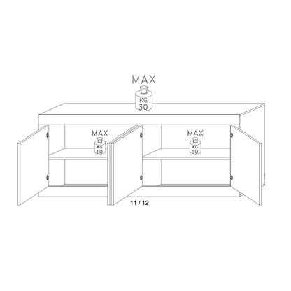 Selene Large 4 Door White Gloss and Pero Oak Sideboard - FurniComp