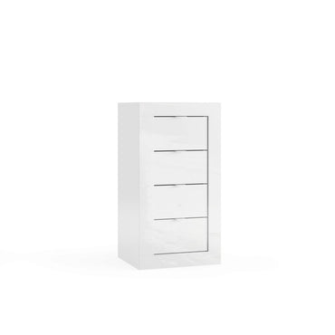 Selene 4 Drawer White Gloss Small Chest of Drawers - FurniComp