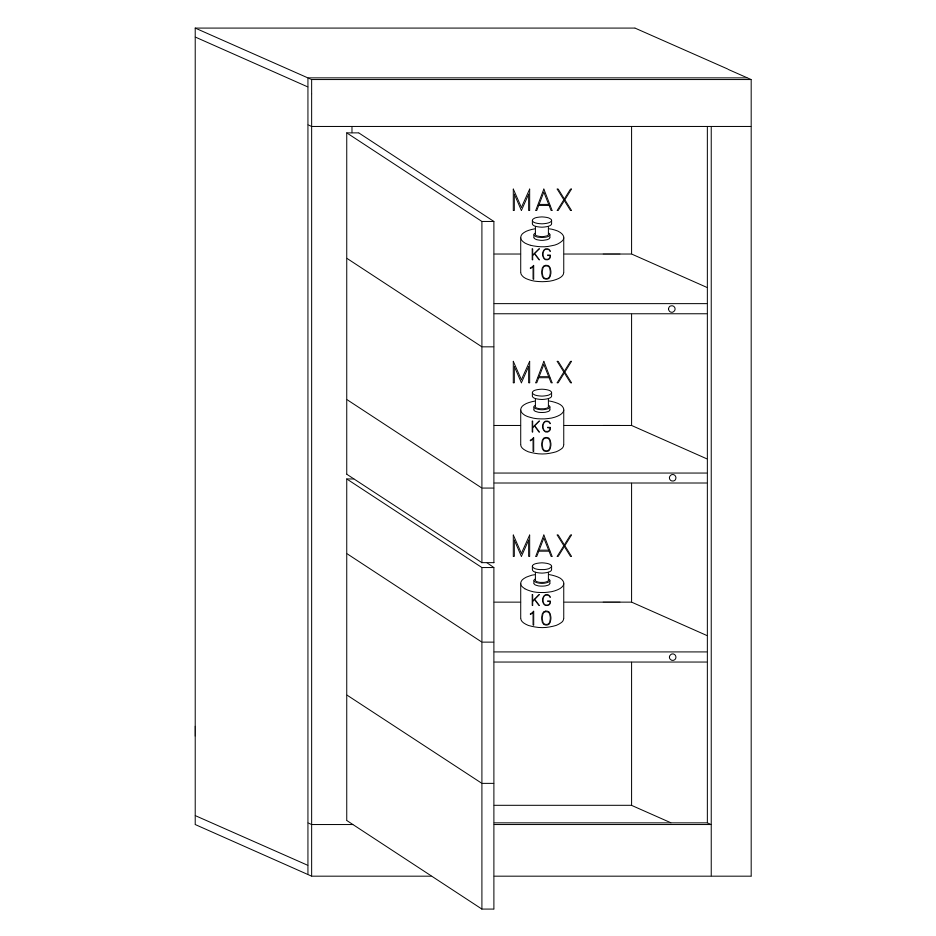 Selene Large 4 Door White Gloss and Pero Oak Glass Display Cabinet - FurniComp