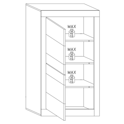 Selene Large 4 Door White Gloss and Pero Oak Glass Display Cabinet - FurniComp