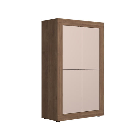 Selene Large 4 Door Cashmere & Mercure Oak Tall Sideboard/Highboard - FurniComp