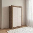 Selene Large 4 Door Cashmere & Mercure Oak Tall Sideboard/Highboard - FurniComp