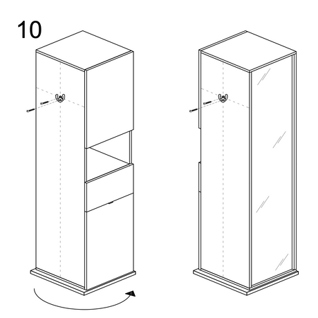 Selene 2 Door 1 Drawer Tall White Gloss Free-Standing Rotating Bathroom Cabinet - FurniComp