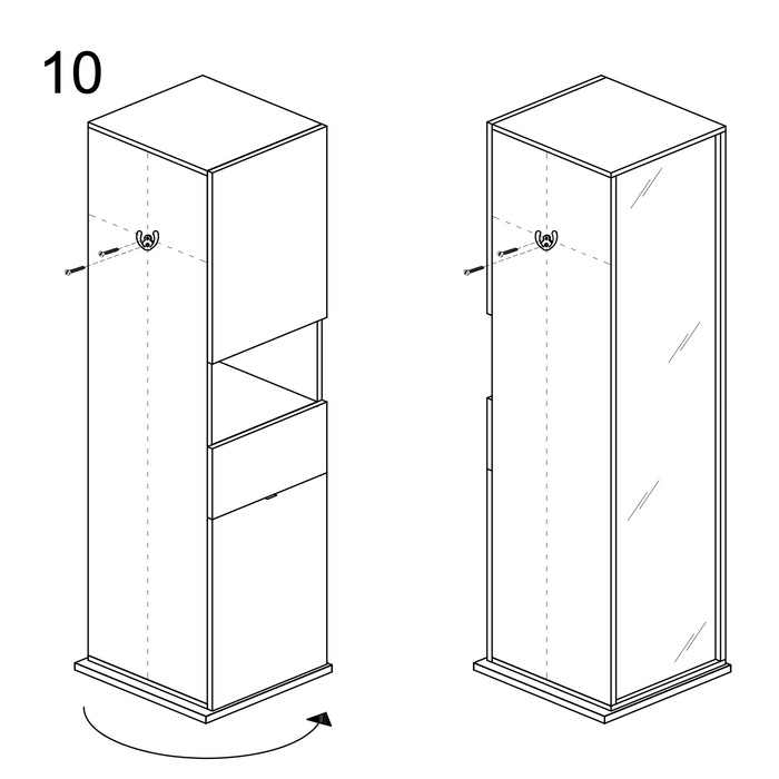Selene 2 Door 1 Drawer Tall White Gloss Free-Standing Rotating Bathroom Cabinet - FurniComp