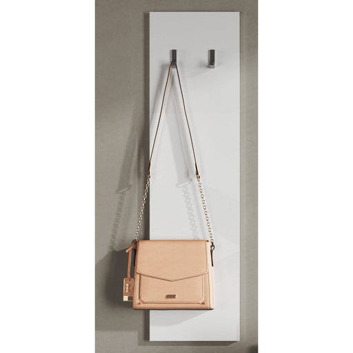 Universal White Gloss Wall Hung Coat Rack Panel With 2 Hooks - FurniComp