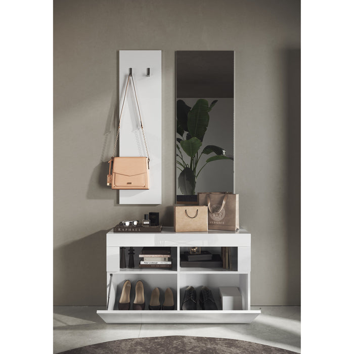 Selene White Gloss Shoe Storage Bench With Flap Door - FurniComp
