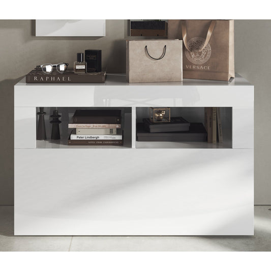 Selene White Gloss Shoe Storage Bench With Flap Door - FurniComp