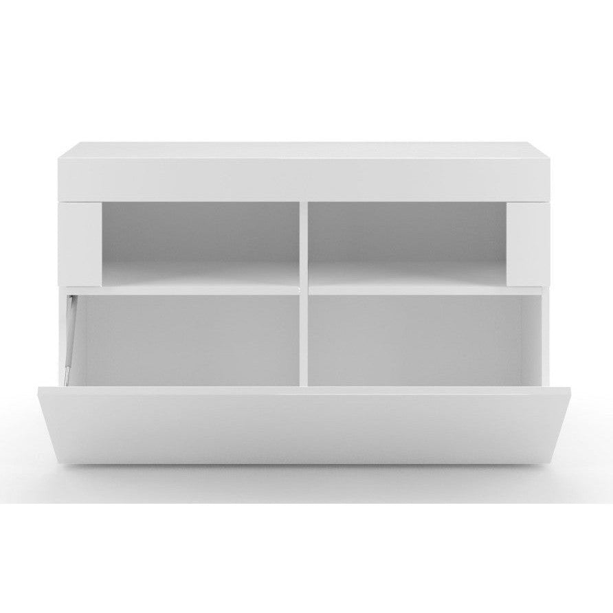 Selene White Gloss Shoe Storage Bench With Flap Door - FurniComp