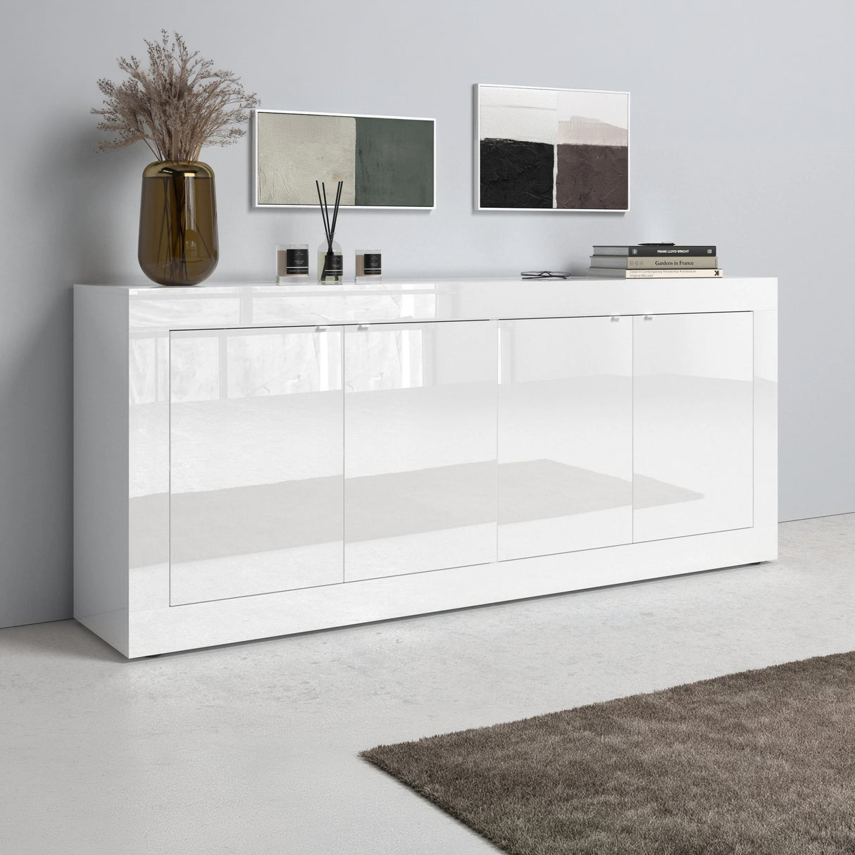 Selene 4 Door White Gloss Sideboard - FurniComp