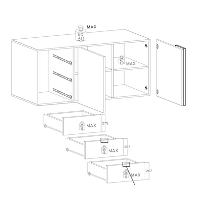 Seville 2 Door 3 Drawer Grey and Mercure Oak Sideboard - FurniComp