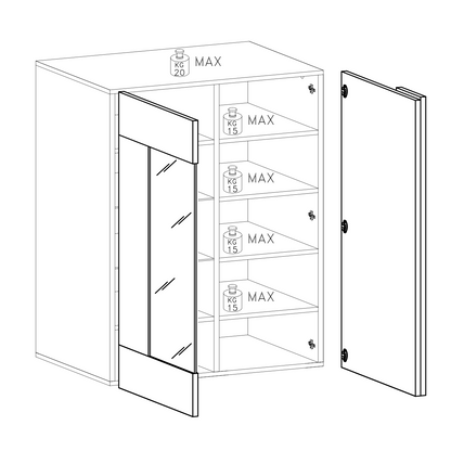 Seville 2 Door White Gloss and Cadiz Oak Display Cabinet - FurniComp