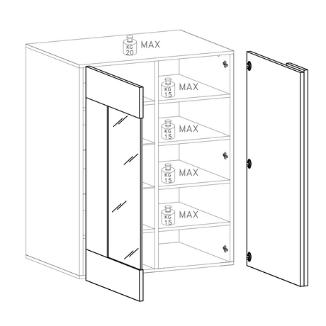 Seville 2 Door White Gloss and Cadiz Oak Display Cabinet - FurniComp