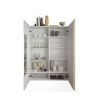 Seville 2 Door White Gloss and Cadiz Oak Display Cabinet - FurniComp