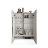 Seville 2 Door White Gloss and Cadiz Oak Display Cabinet - FurniComp